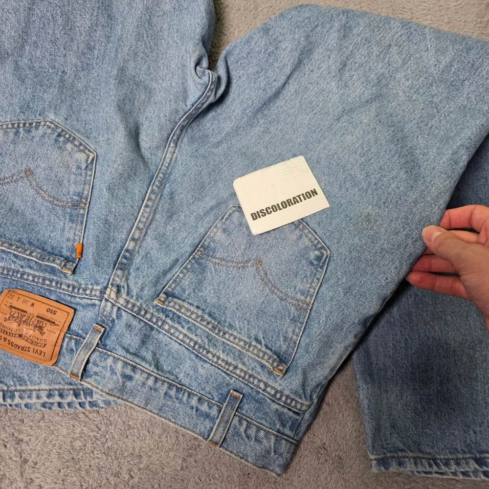 Levi's Mens 38x32 550 Relaxed Fit Tapered Jeans Light Wash Orange Tab 90s USA
